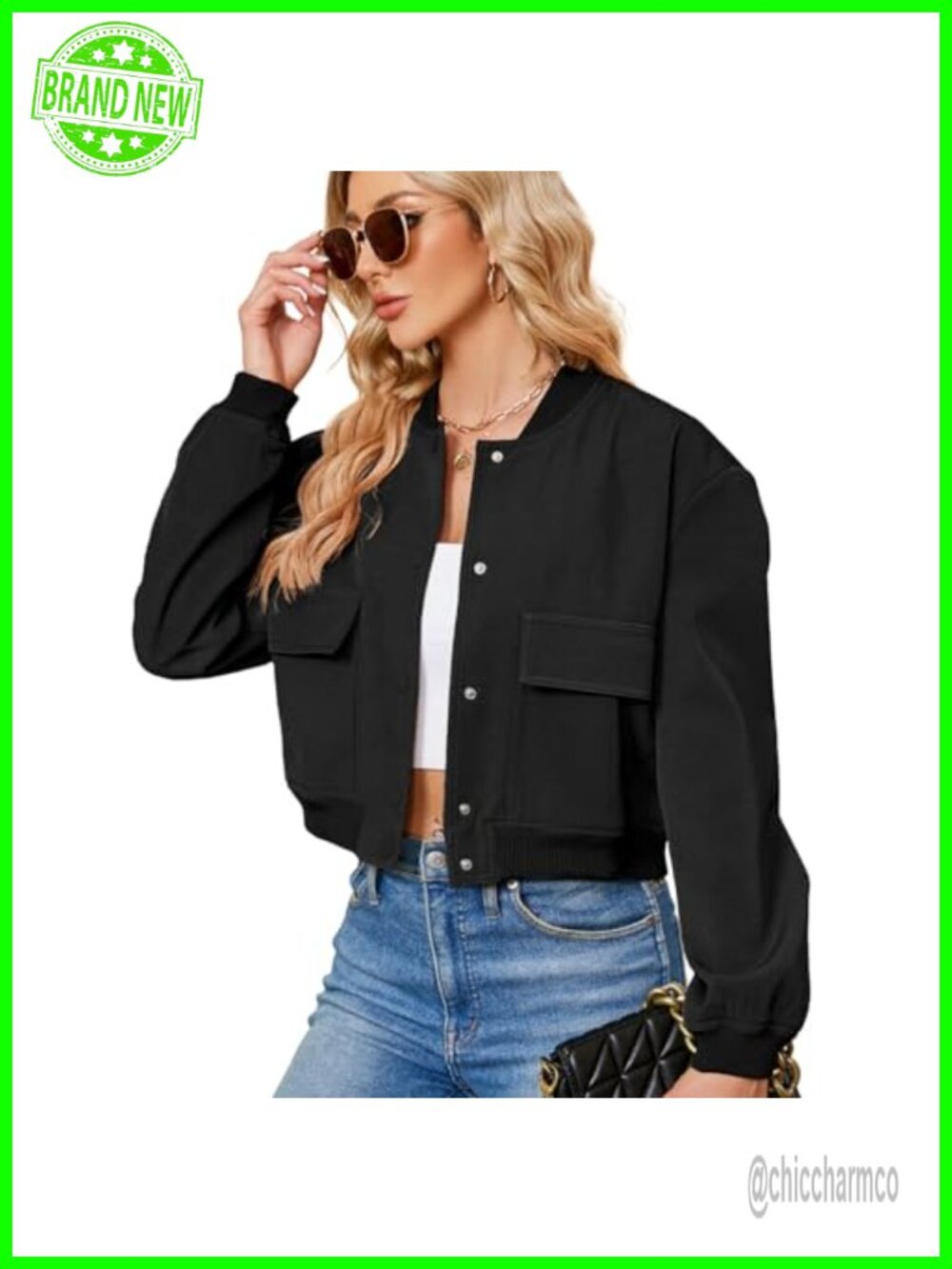 Cropped Bomber Jacket Short Trendy Casual Oversized Varsity